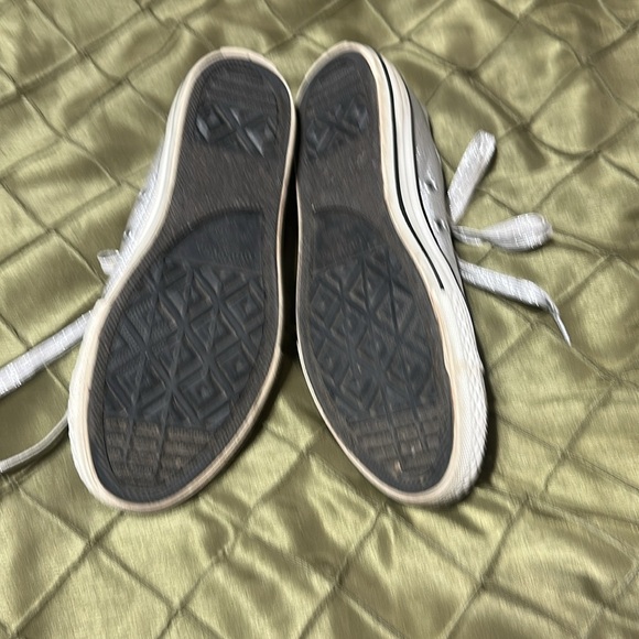 Converse Women's Silver Glitter Sneakers with Glitter Shoe Strings - Picture 2 of 4